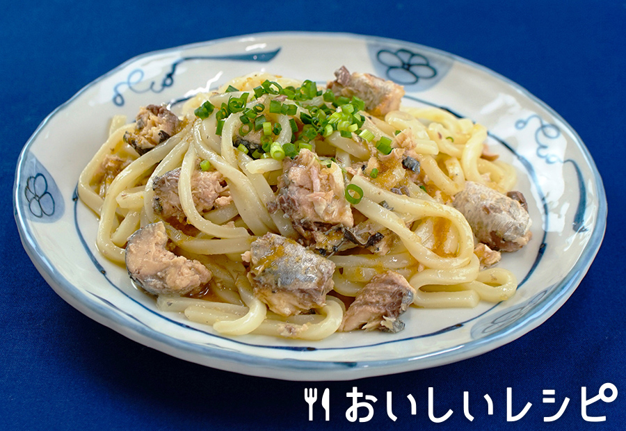 レンジで簡単サバ缶うどん